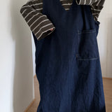ROBE CHASUBLE EN JEAN - BLEU FONCÉ