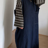 ROBE CHASUBLE EN JEAN - BLEU FONCÉ